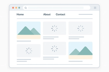 Interface Web avec des images en cours de chargement